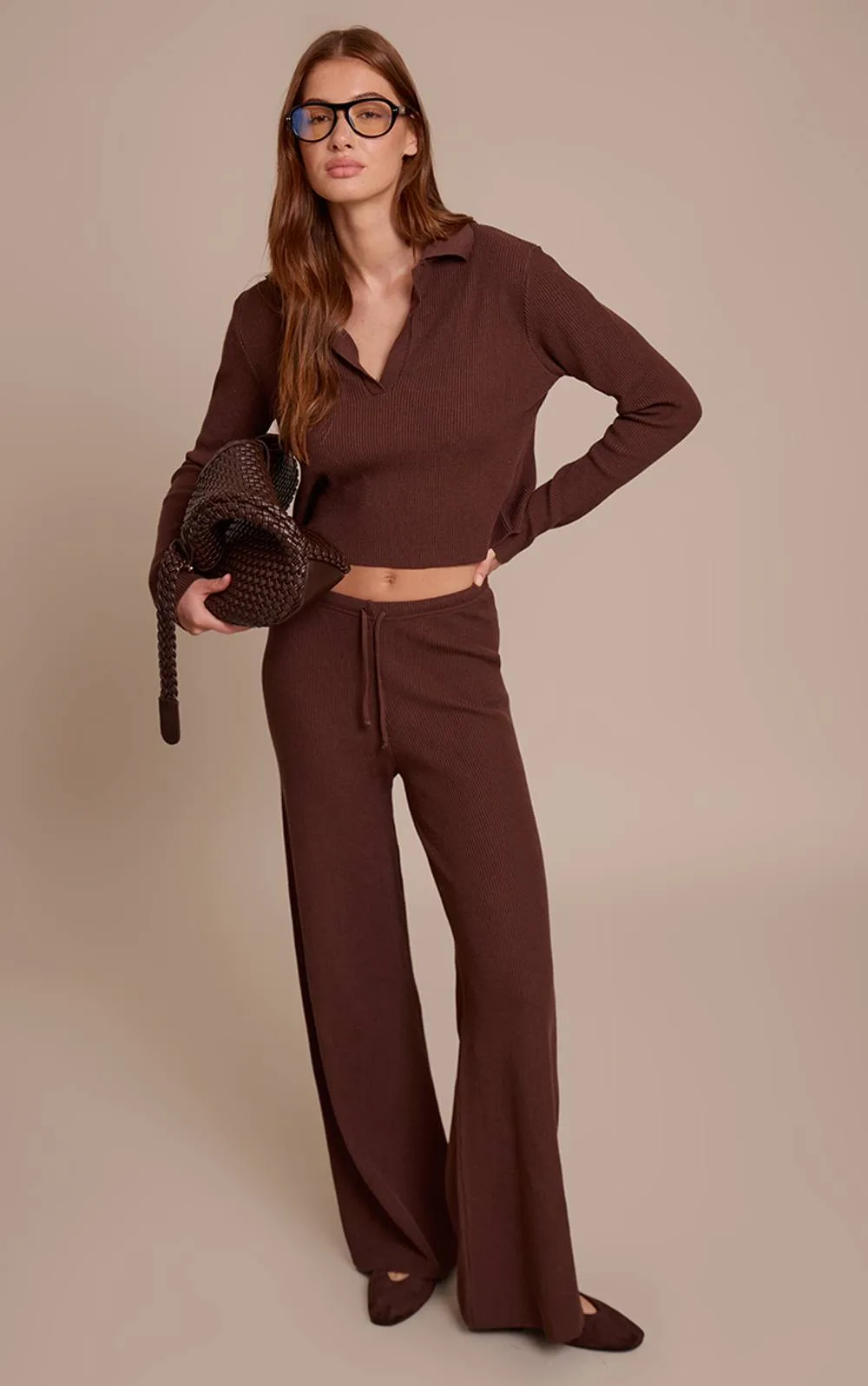 Ribbed Wide Leg Knit Trousers by PrettyLittleThing