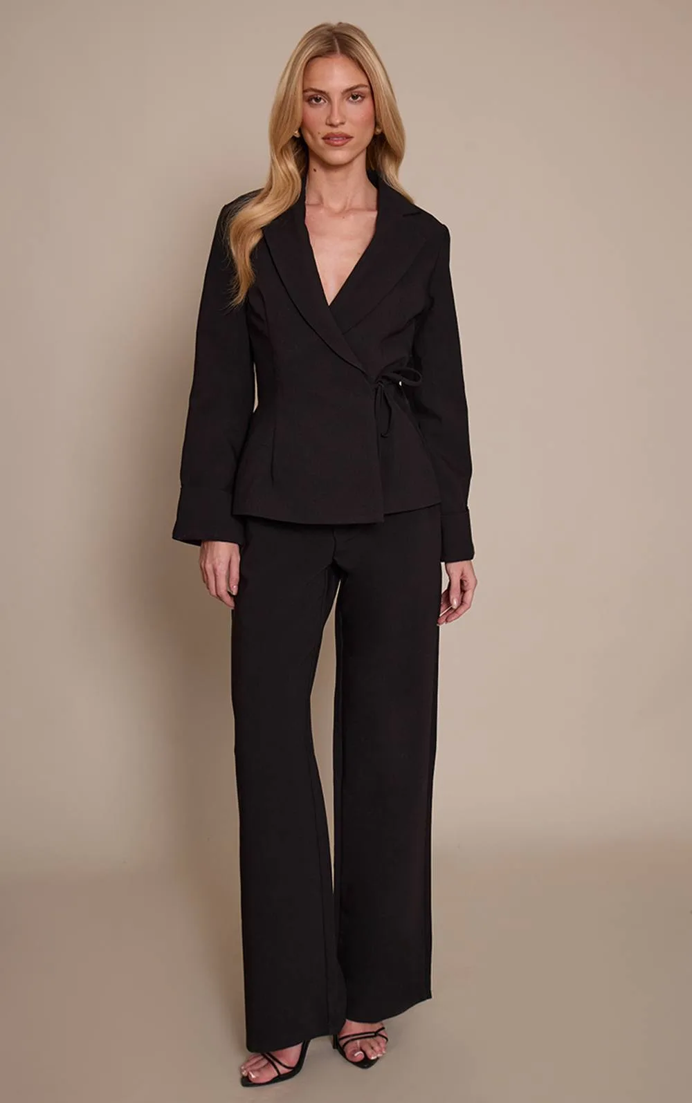 Woven Tie Side Blazer Jumpsuit by PrettyLittleThing
