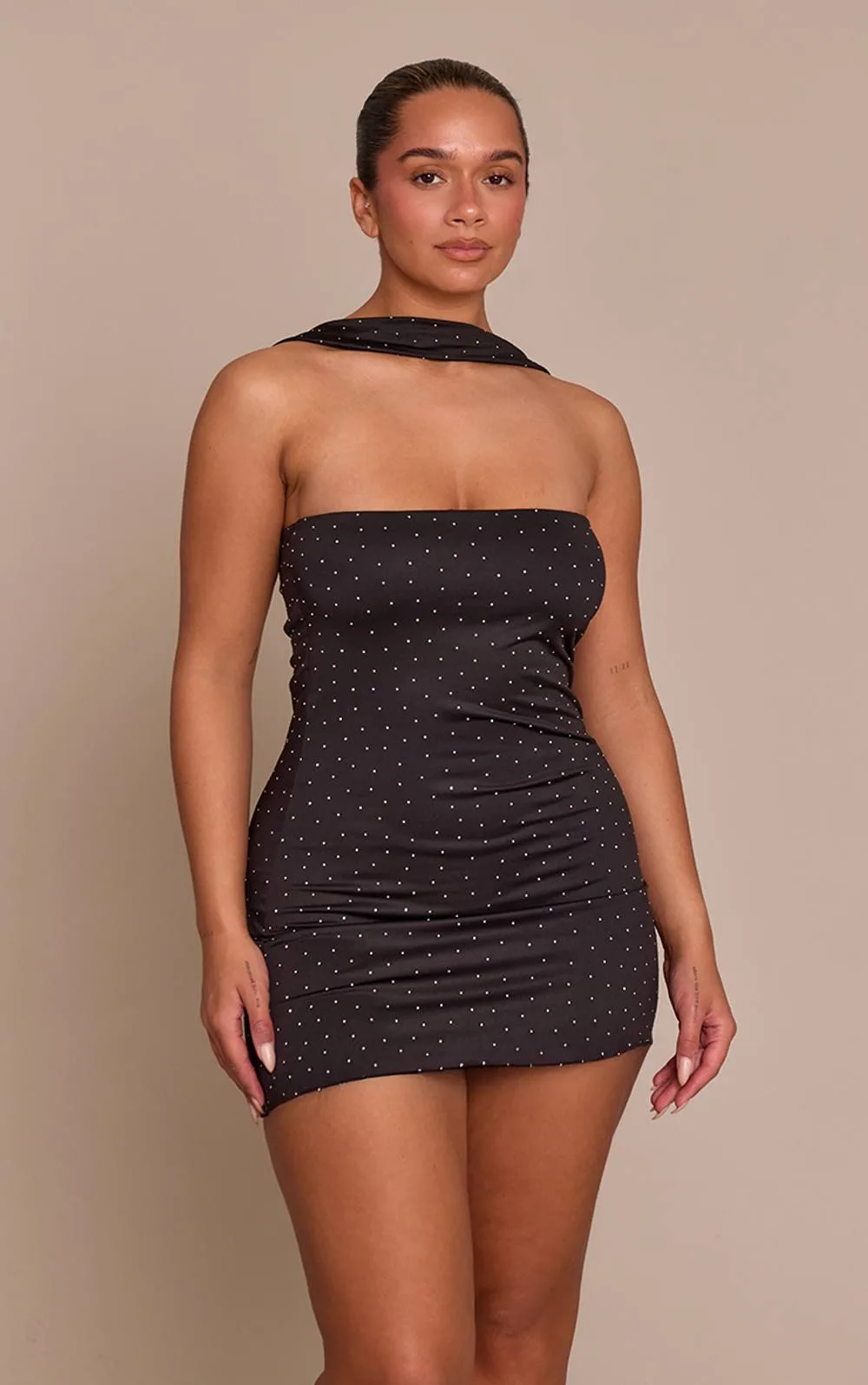 Shape Slinky Studded Scalf Detail Mini Dress by PrettyLittleThing