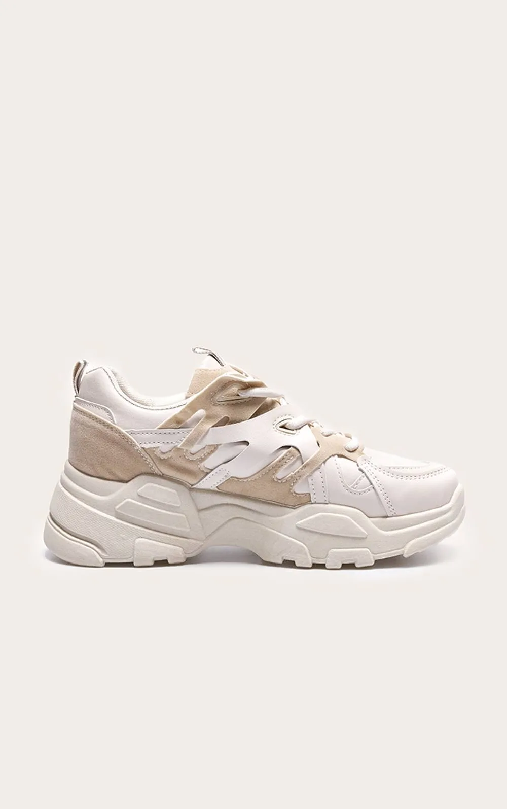 Chunky Panelled Trainers - Stone by PrettyLittleThing