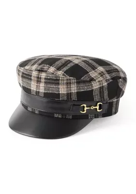 Plaid Horsebit Skipper Cap by Vince Camuto