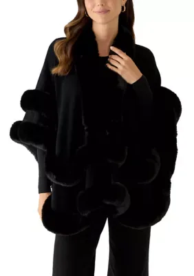Faux Fur Trimmed Cape by Vince Camuto