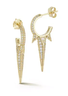 Sterling Silver Pave Spiked Hoop Earrings by Sphera Milano