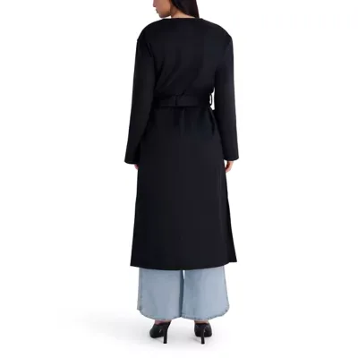 Jewel Neck Long Wool Wrap Coat by Kenneth Cole