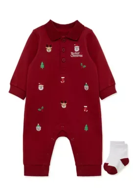 Festive Coveralls with Socks by Little Me