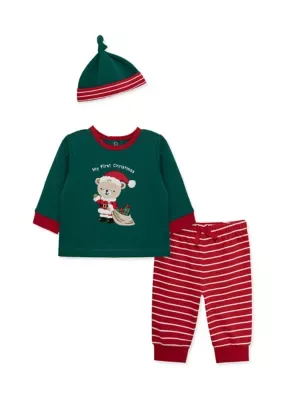 Santa Bear Jogger Set with Hat by Little Me