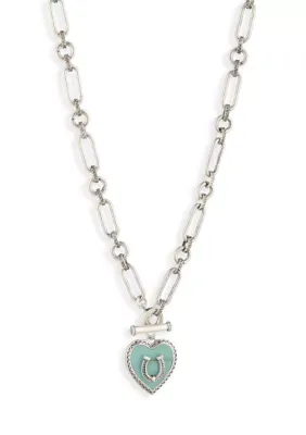 Turquoise Horseshoe Heart Pendant Necklace 16 In by Lainey Wilson