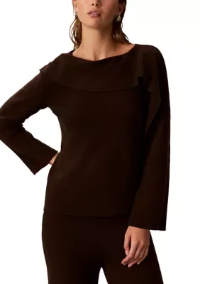 Asymmetrical Drape Top with Bateau Neck by Calvin Klein