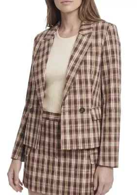 Long Sleeve Plaid Blazer by Ted Baker