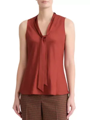 Sleeveless Bias Bow Blouse by Kasper