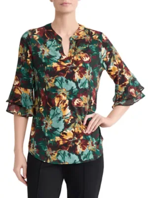 Split Neck Tunic Blouse