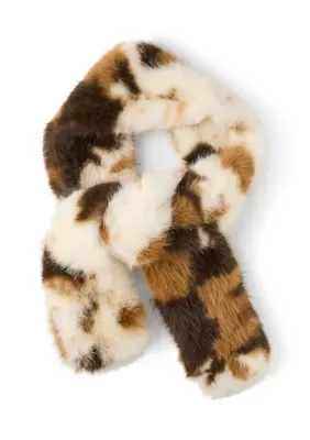 Cow Print Faux Fur Scarf by BCBG