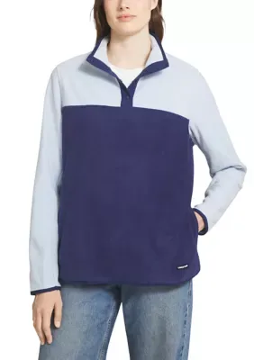 Colorblock 1/4 Snap Fleece Pullover by Lands' End