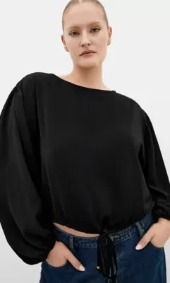 Elise Long Sleeve Hem Detail Top by City Chic