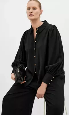 Alana Button Detail Shirt by City Chic
