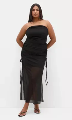 Shelly Strapless Mesh Maxi Dress by City Chic