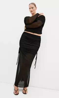 Shelly Side Tie Mesh Skirt by City Chic