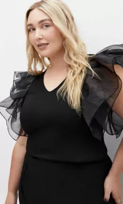 Sierra Ruffle Sleeve Top by City Chic