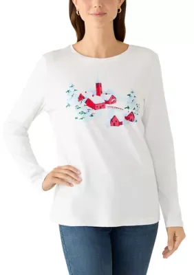 Long Sleeve Crew Neck Graphic Shirt by Kim Rogers