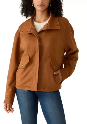 Suede Oversized Blouson Jacket by Bernardo