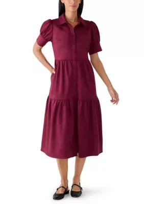 Elbow Sleeve Tiered Dress