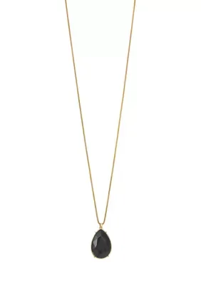 Jet Teardrop Pendant Necklace with Mesh Chain, 36 In by Evie & Emma