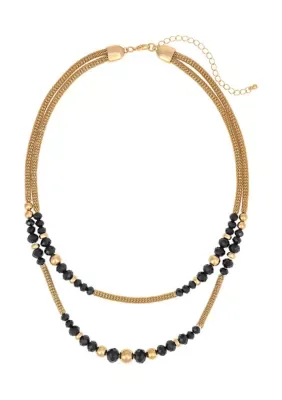 Layered Mesh Chain Beaded Necklace, 18 In by Evie & Emma