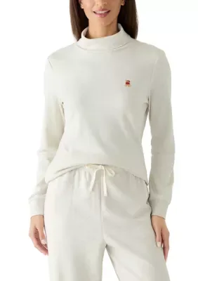 Long Sleeve Embroidered Belkie Turtleneck Top by Joyland