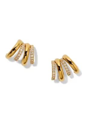 Plated Muse Cubic Zirconia Multi J Stud Earrings by Nadri