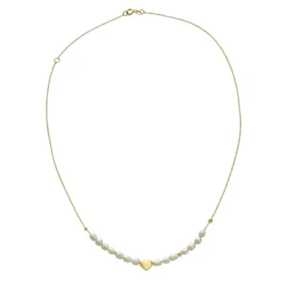 14KT Gold Pearl Puffed Heart Necklace 18 In by Belk & Co