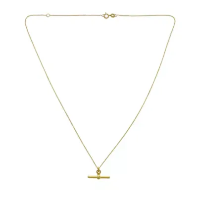 14KT Gold T-Bar Necklace 18 In by Belk & Co