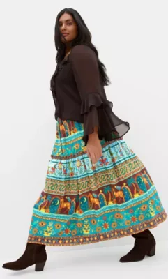 Paradiso Print Midi Skirt by City Chic