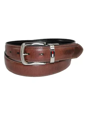 Leather Reversible Belt with Flag Logo by Tommy Hilfiger