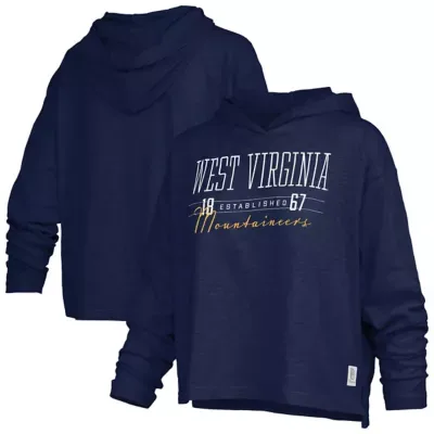 NCAA West Virginia Mountaineers Castillo Slub Waist Length Long Sleeve Hooded T-Shirt by Pressbox