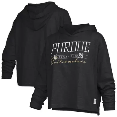 NCAA Purdue Boilermakers Castillo Slub Waist Length Long Sleeve Hooded T-Shirt by Pressbox