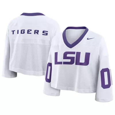 NCAA LSU Tigers Oversized Logo Cropped Fashion Jersey by Nike