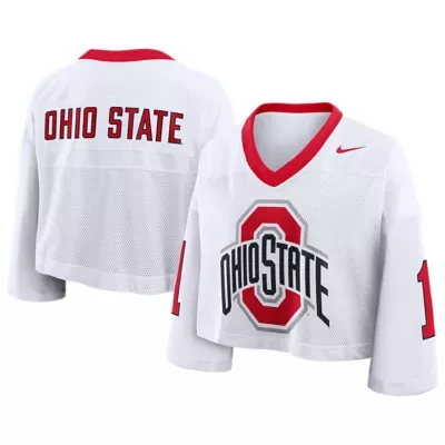 NCAA Ohio State Buckeyes Oversized Logo Cropped Fashion Jersey by Nike
