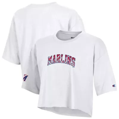 MLB Miami Marlins Boyfriend Cropped Americana T-Shirt by Champion