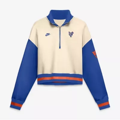 NCAA Florida Gators Oversized Legacy Color Block Cropped Quarter-Zip Pullover by Nike