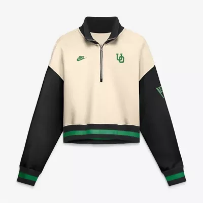 NCAA Oregon Ducks Oversized Legacy Color Block Cropped Quarter-Zip Pullover by Nike