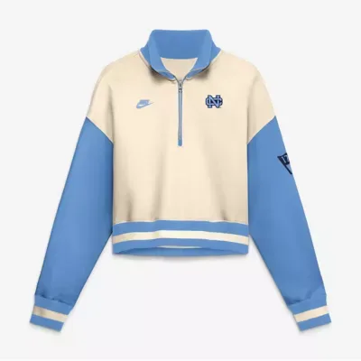 NCAA North Carolina Tar Heels Oversized Legacy Color Block Cropped Quarter-Zip Pullover by Nike