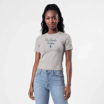 MLB Los Angeles Dodgers Soft-Touch Fitted Cropped T-Shirt by Champion