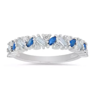 Sterling Silver Multi Cut Blue Ombre Band Ring by Kylie Harper
