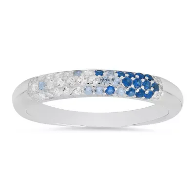 Sterling Silver Petite Blue Ombre Pave Band Ring