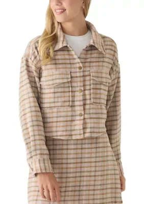 Collared Button-Front Cropped Jacket by Oak & Trellis