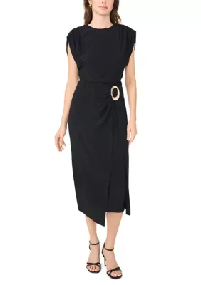 Cap Sleeve Boat Neck Dress by Msk