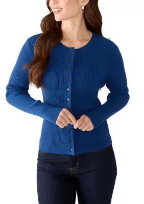 Button Front Ribbed Cardigan