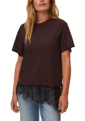 Brit Short Sleeve O-Neck Lace T-Shirt by VERO MODA