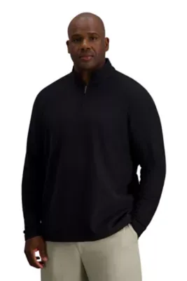 Cotton Jersey Long Sleeve Quarter Zip Mock Neck Shirt by Haggar