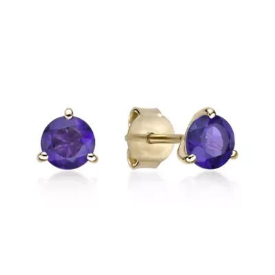 Lab Created Round Gemstone Martini Stud Earrings in 10K Yellow Gold